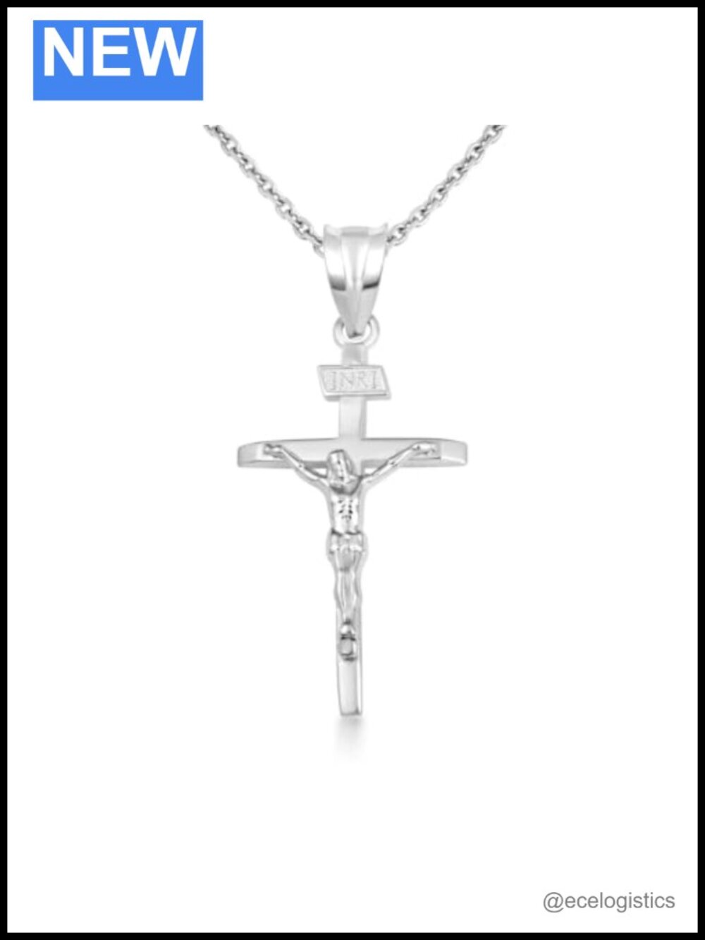 925 Sterling Silver Catholic Jesus Christ INRI Crucifix Cross Pendant Necklace